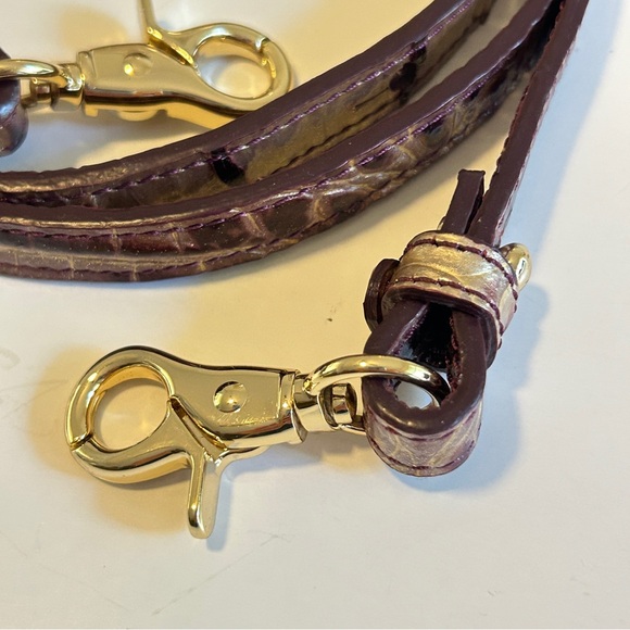 Brahmin handbag strap in croc-embossed leather Brown and Gold - Picture 2 of 14